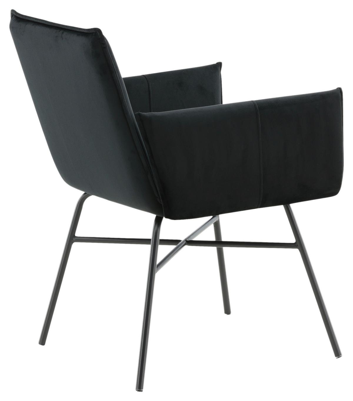 Stuhl Petra - Schwarz, Design, Textil/Metall (57/87/60cm) - Livetastic