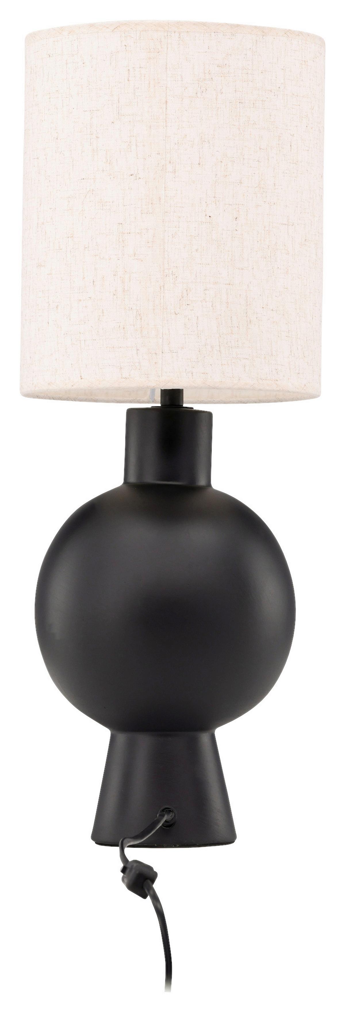 Tischleuchte Mysterna - Beige/Schwarz, Basics, Textil/Stein (21/55/21cm) - P & B