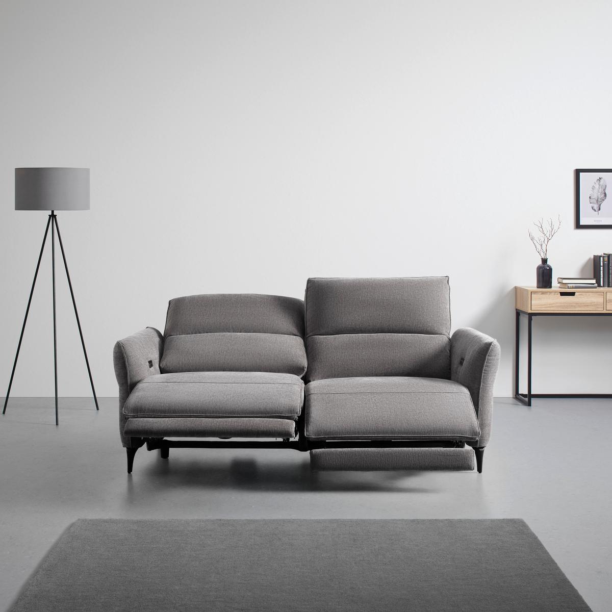 Dvoumístná pohovka CAPE TOWN, šedá, eletrická relax.funkce - černá/tmavě šedá, Moderní, kov/dřevo (200/98/93cm) - Mömax