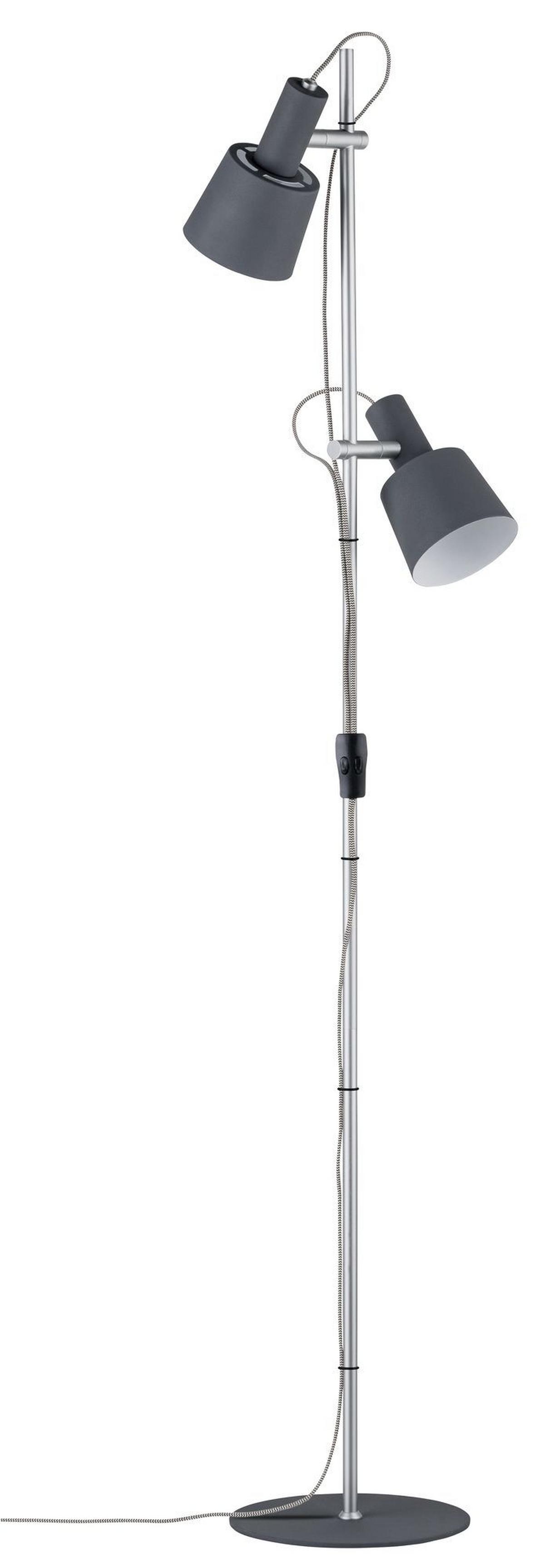 Stehlampe Haldar dimmbar Chromfarben/Dunkelgrau - Chromfarben/Dunkelgrau, Design, Metall (30/152cm) - Paulmann