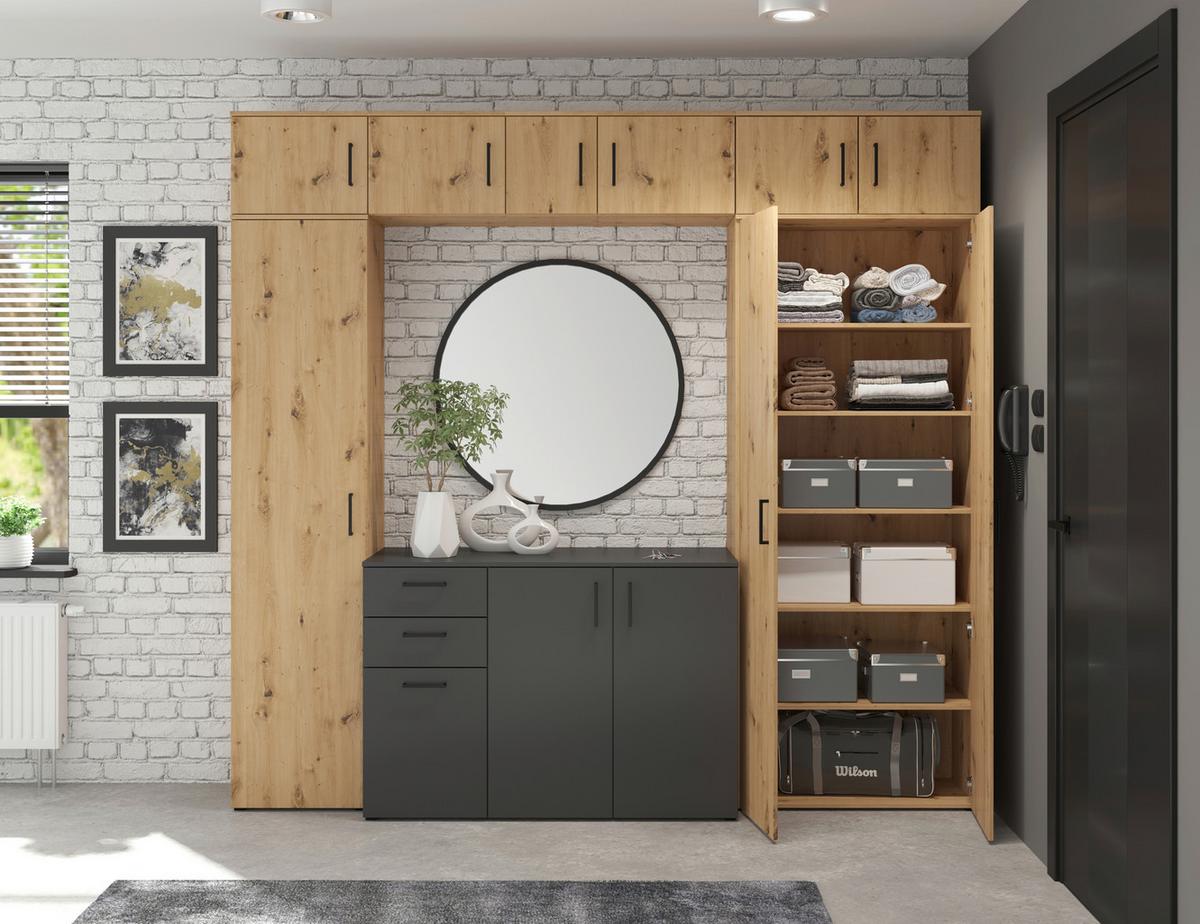 Szekrény Multistauraum - Artisan tölgy, Modern, faalapú anyag (80/195/40cm) - Carryhome