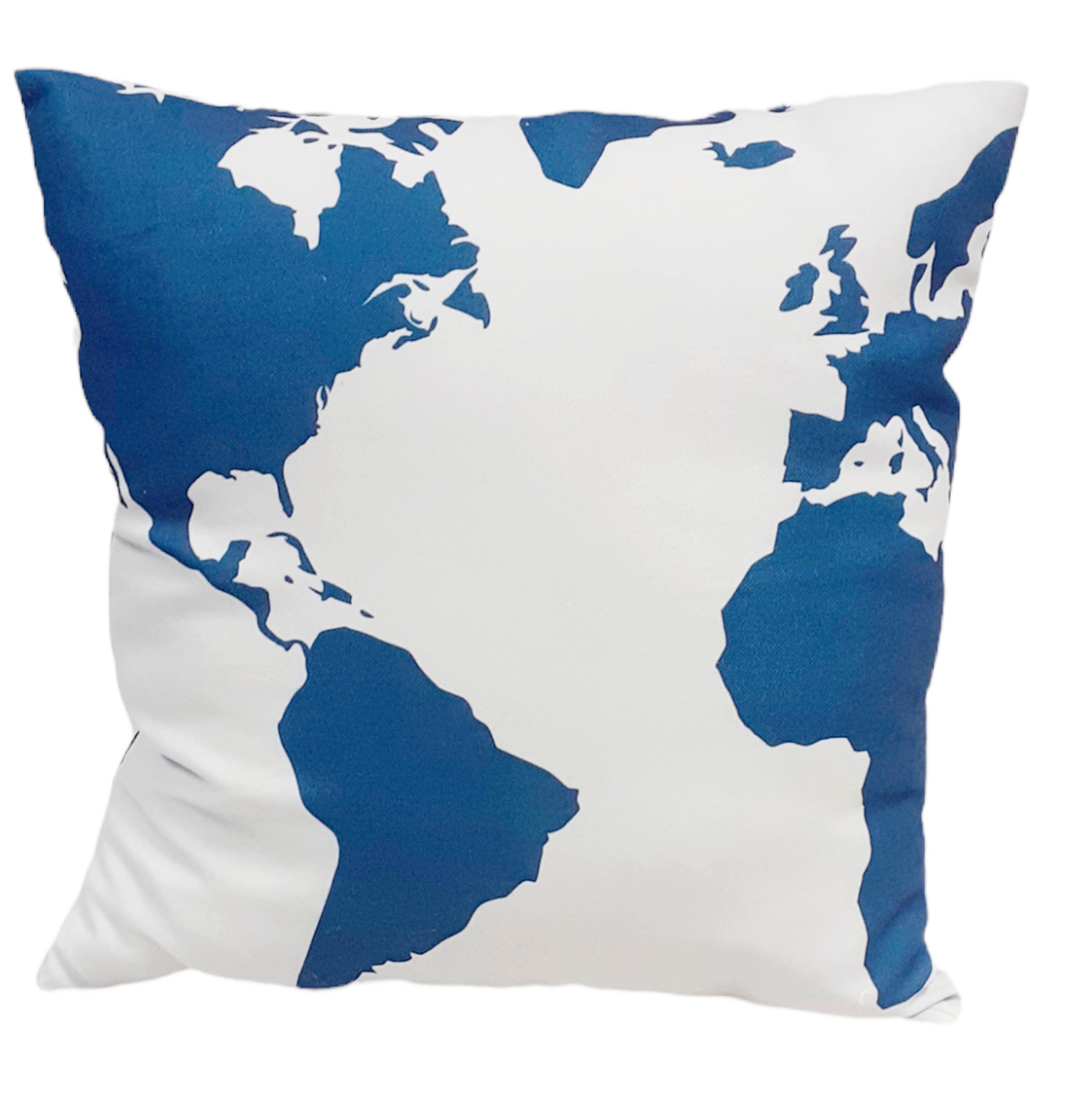 Díszpárna Földrész Minta - sötétkék/fehér, Basics, textil (40/40cm)