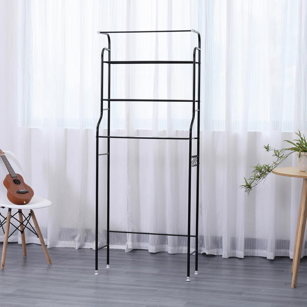 Waschmaschinenregal Anton - Schwarz, Trend, Metall (65/162/25cm) - Homezone