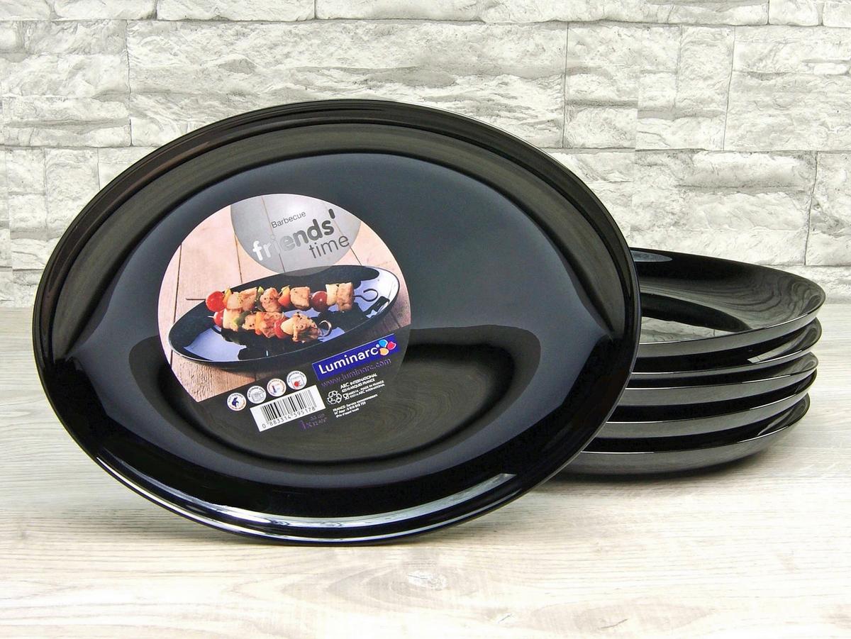 Grillteller Italien Party Schwarz 6-Teilig - Schwarz, Basics, Glas - Creatable