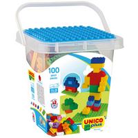 Bausteine 100 Teile, Ab 3 Jahren, Inkl. Eimer Und Platte - Blau/Gelb, Basics, Kunststoff (18/20/20cm) - Unico Plus
