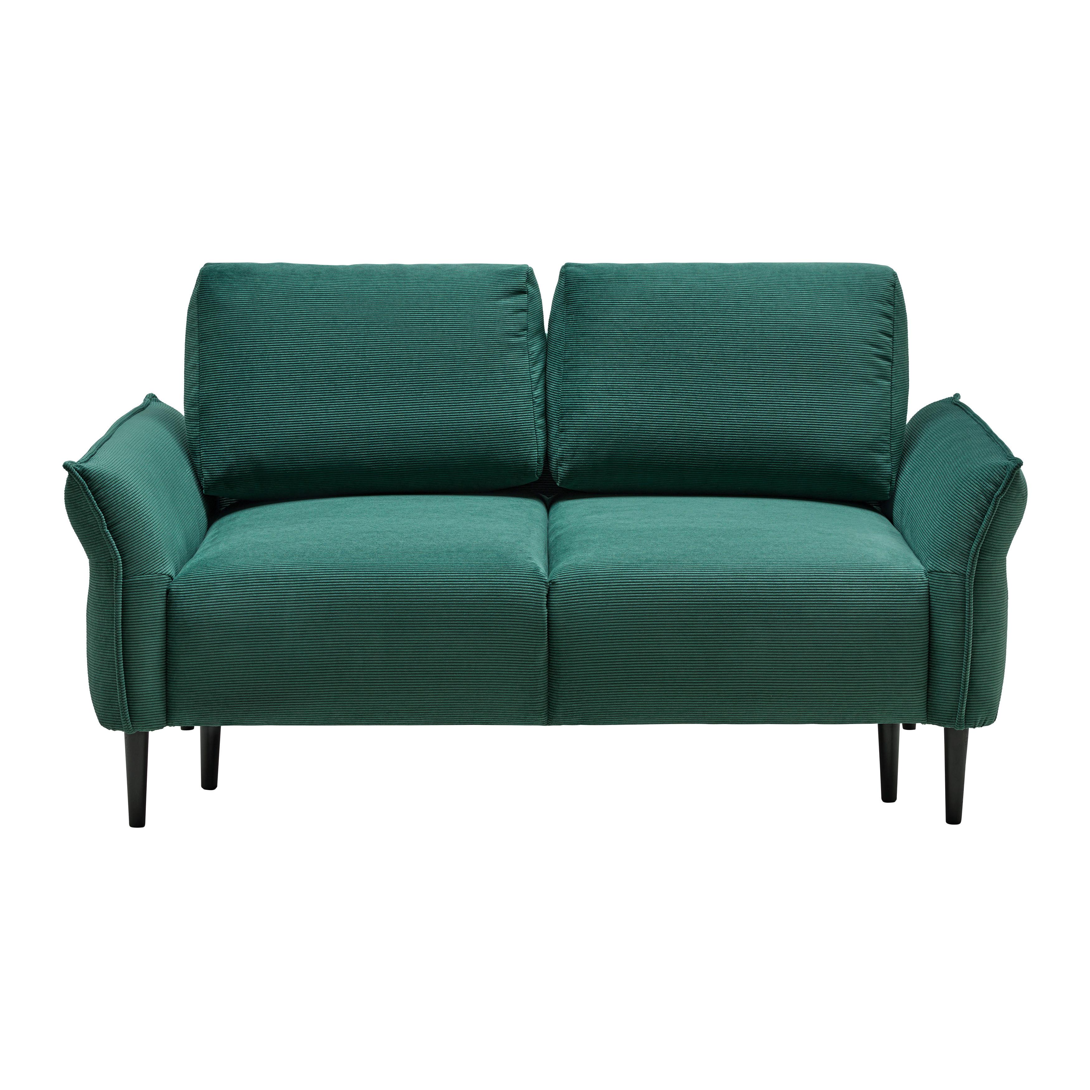 Dvoumístná pohovka CUSTOM, tmavě zelený manšestr - černá/tmavě zelená, Moderní, dřevo/textil (150/85/92cm) - Mömax