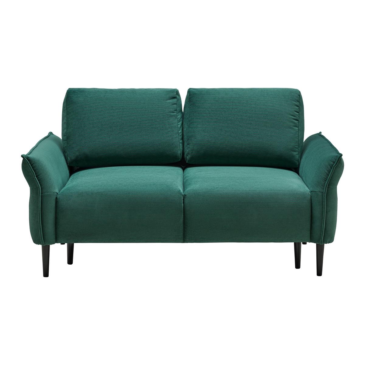 Dvoumístná pohovka CUSTOM, tmavě zelený manšestr - černá/tmavě zelená, Moderní, dřevo/textil (150/85/92cm) - Mömax