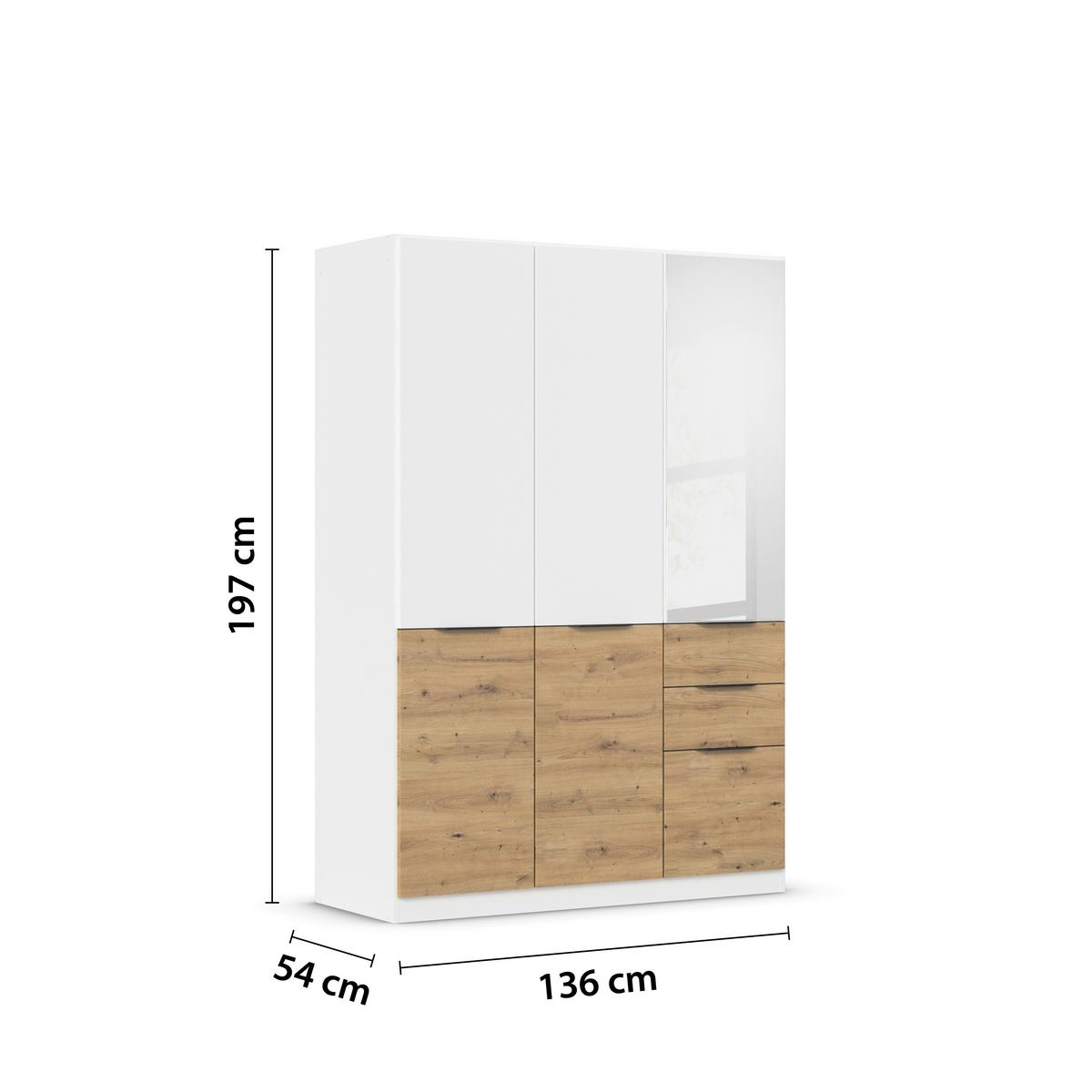 ŠATNÍ SKŘÍŇ S OTOČNÝMI DVEŘMI MAX-EXTRA - bílá/šedá, Konvenční, kompozitní dřevo/plast (136/197/54cm)