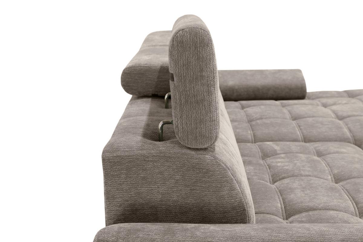 Rohová sedačka VEGAS, pravá, šedohnědá žinylka - černá/šedohnědá, Design, dřevo/textil (294/173cm)