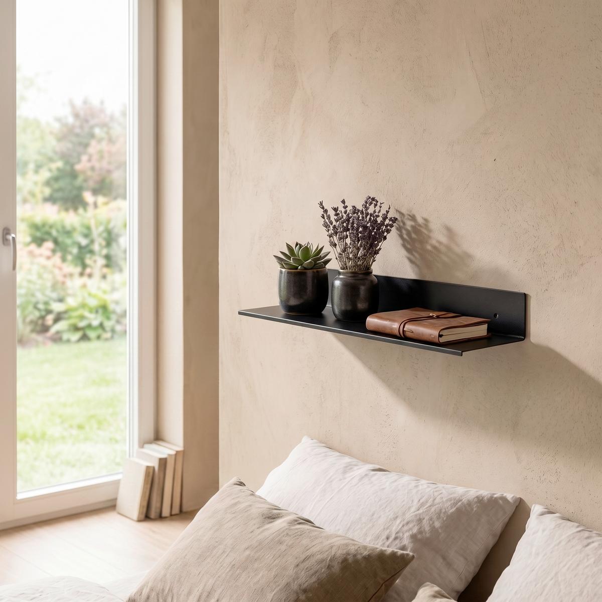 Wandboard Aluminia130 Schwarz B: 30 cm - Schwarz, Trend, Metall (30/4,5/13cm)
