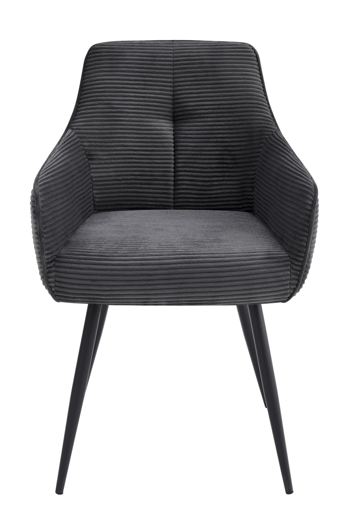 Armlehnstuhl-Set Verona II S 2er-Set - Anthrazit/Schwarz, MODERN, Textil/Metall (55/85/61cm) - MID.YOU