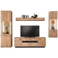 Wohnkombination teilmassiv 4--teilig. Salvador Eichefarben - Eichefarben/Schwarz, Design, Glas/Holz (305/208/50cm) - Livetastic