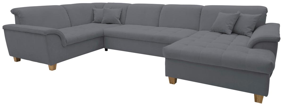 Wohnlandschaft Franzi Kopfteil Verstellbar Dunkelgrau - Eichefarben/Dunkelgrau, KONVENTIONELL, Textil (214/352/170cm) - MID.YOU