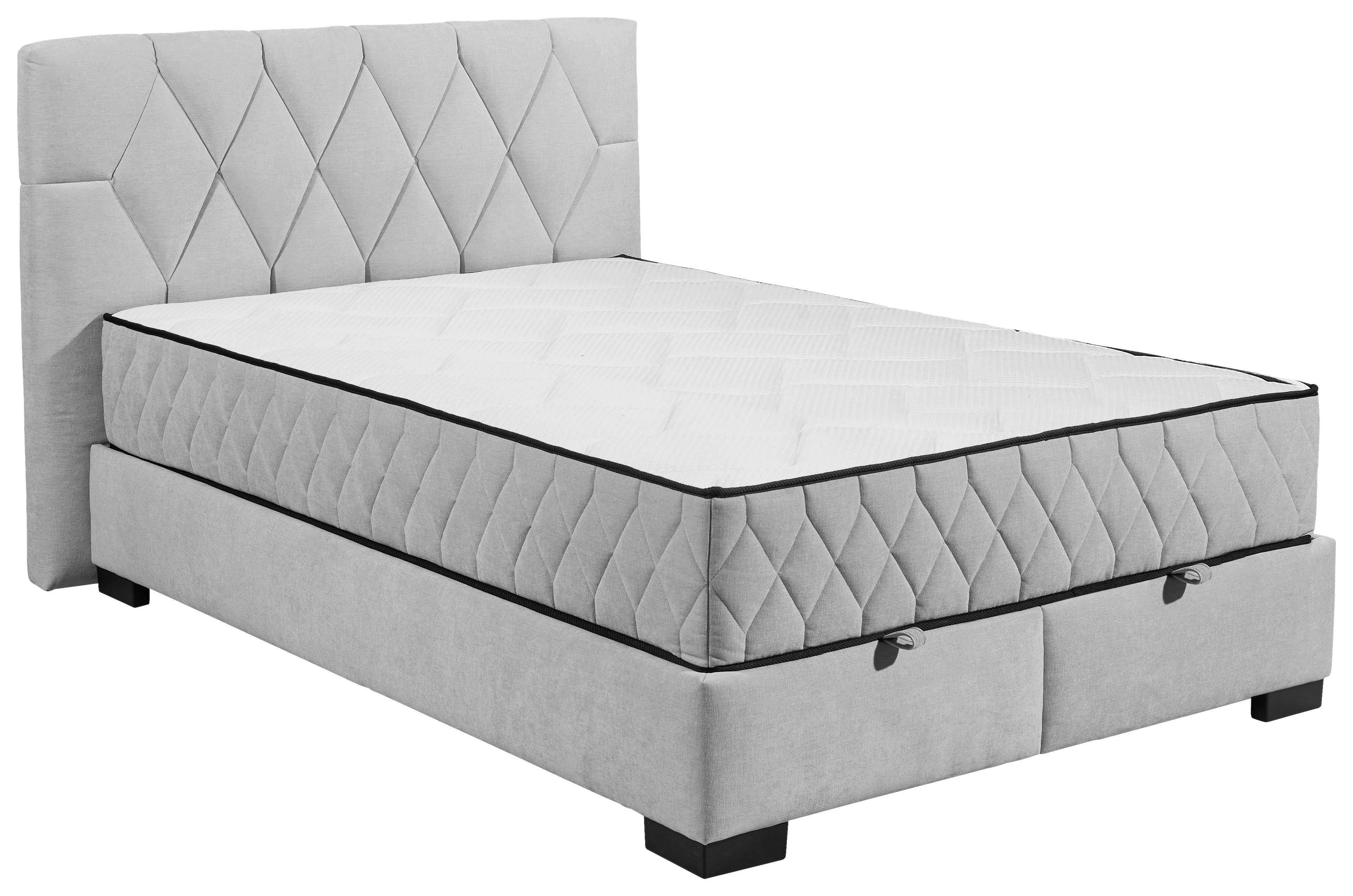 Boxbett Mit Bettkasten 140x200 Nagol B - Hellgrau/Schwarz, MODERN, Holzwerkstoff/Textil (140/200cm) - MID.YOU