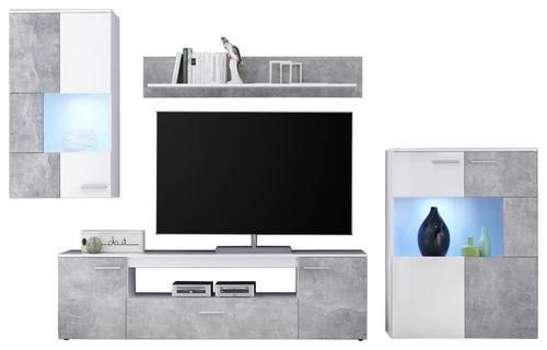 OBÝVACÍ STĚNA VULCAN - šedá/bílá, Moderní, kompozitní dřevo/plast (265-295/194/40cm) - Based