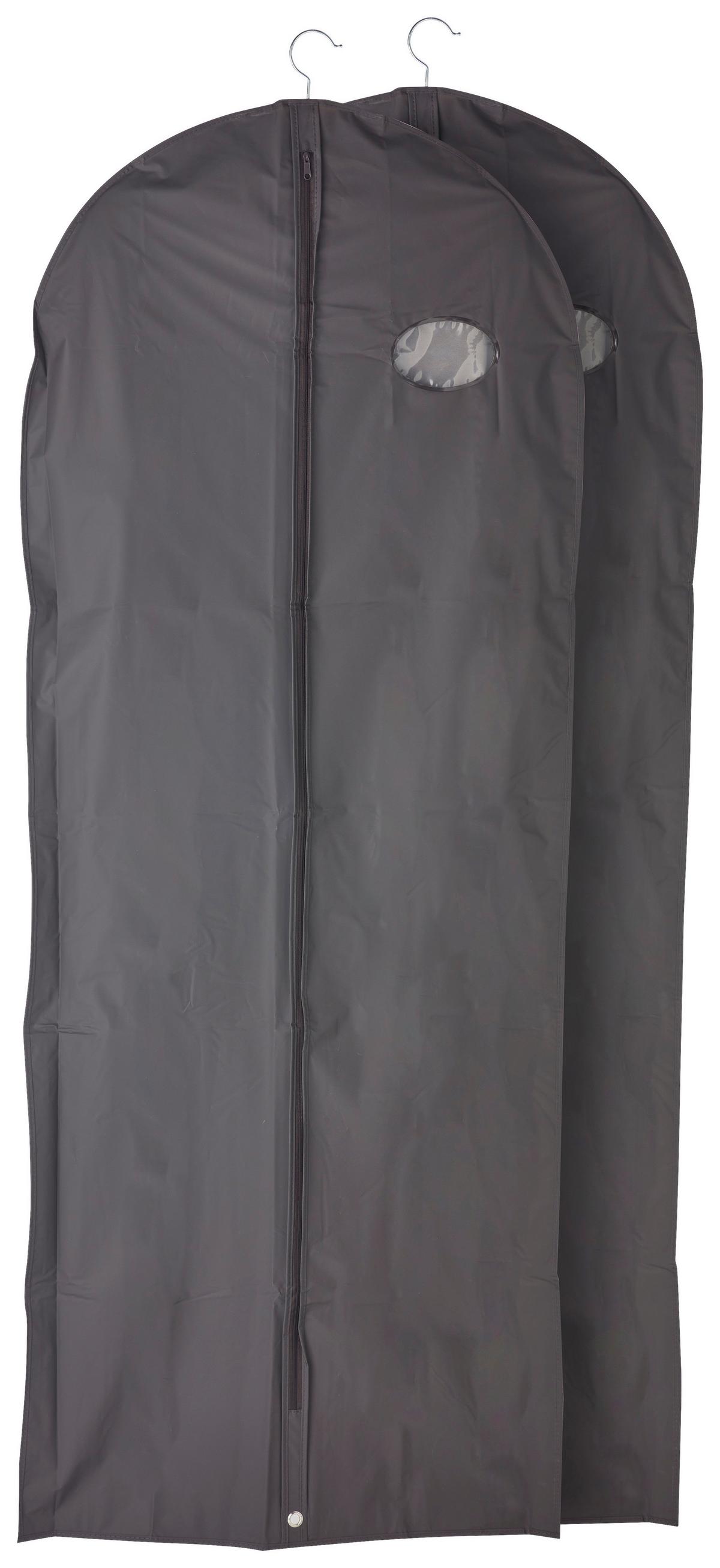 Kleidersack Tommy Dunkelgrau, 2er-Set - Anthrazit, Basics, Kunststoff/Metall (60/150cm) - Homezone