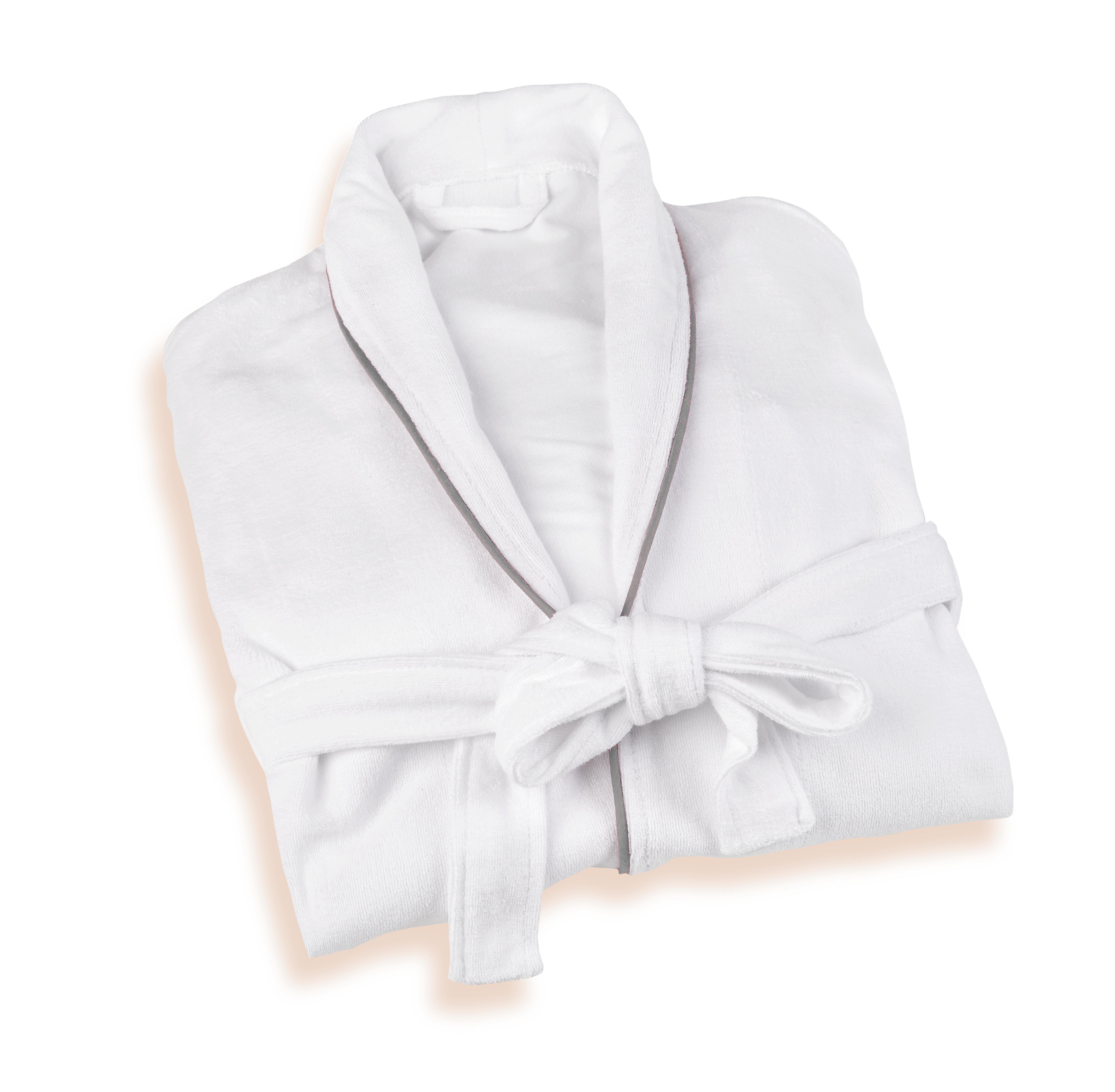 Bademantel Trude - Weiß/Grau, KONVENTIONELL, Textil - Ombra