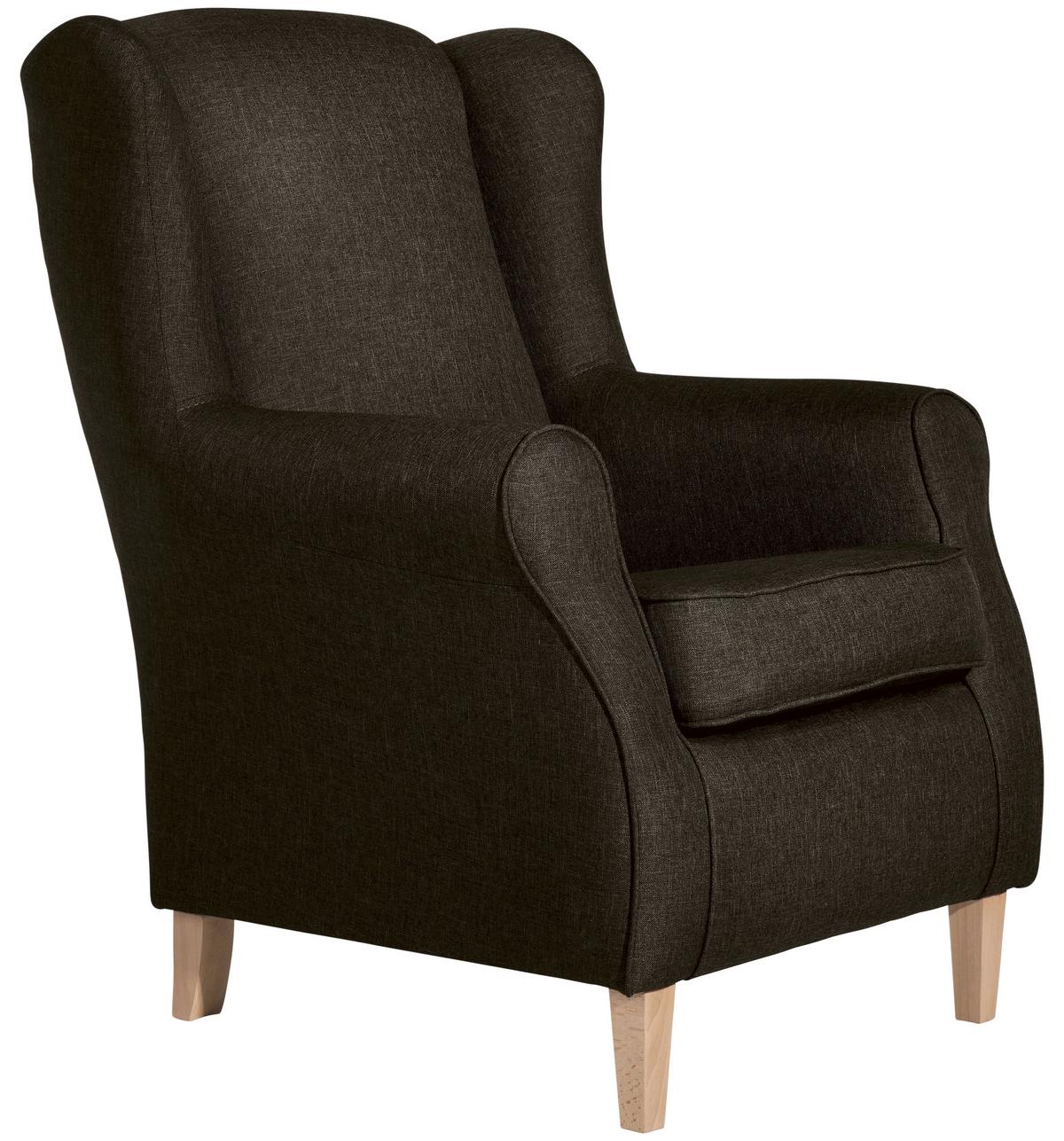 Ohrensessel mit Armlehnen Lorris Flachgewebe Braun - Buchefarben/Braun, Design, Textil (77/103/86cm) - Max Winzer