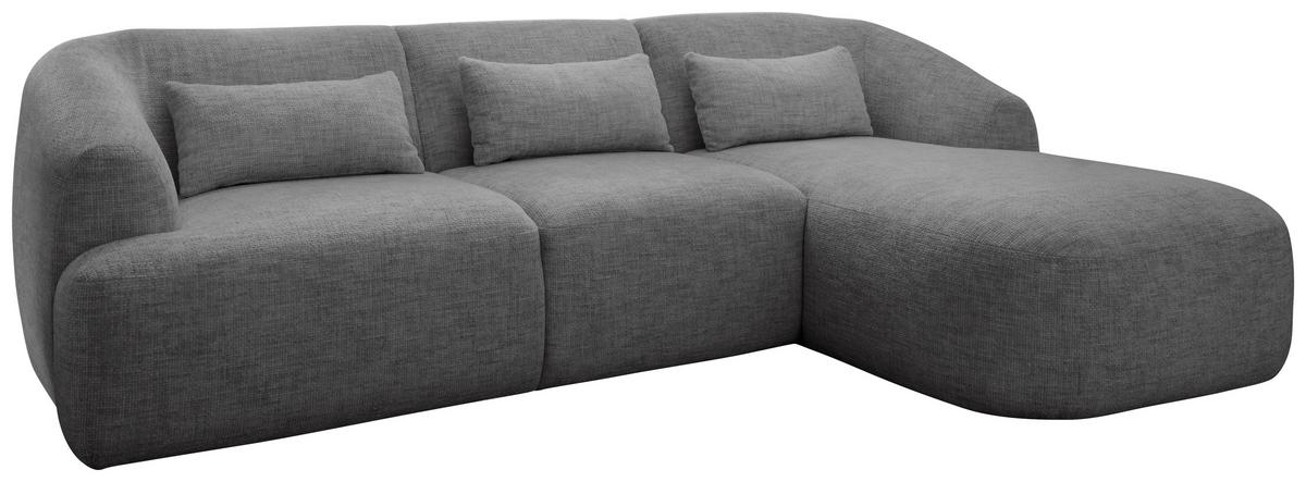Ecksofa Caponi Silberfarben S: 256x160 Cm - Silberfarben/Schwarz, MODERN, Textil (256/160cm) - Livetastic