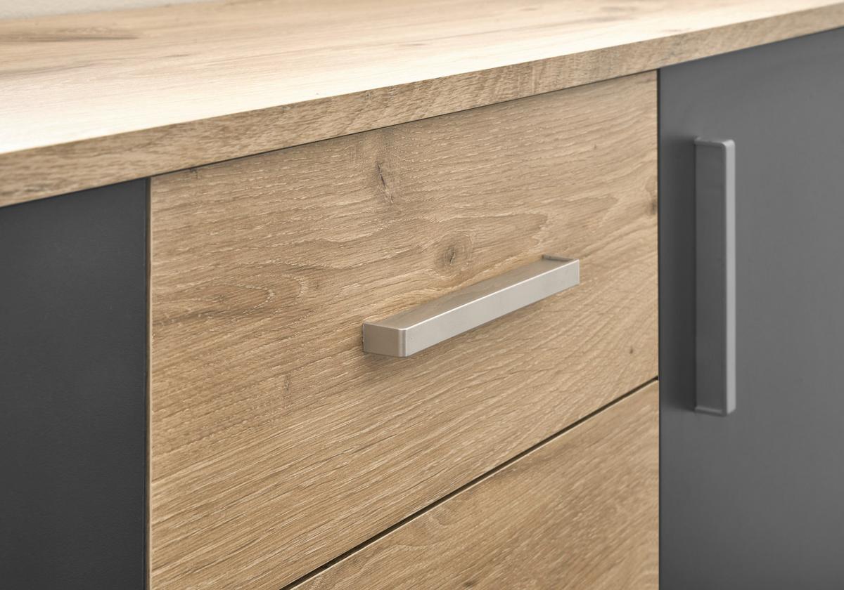 Kommode 160 cm Bc 1040 Eichefarben/Grau - Eichefarben/Silberfarben, Design, Holzwerkstoff (160/84/35cm) - MID.YOU