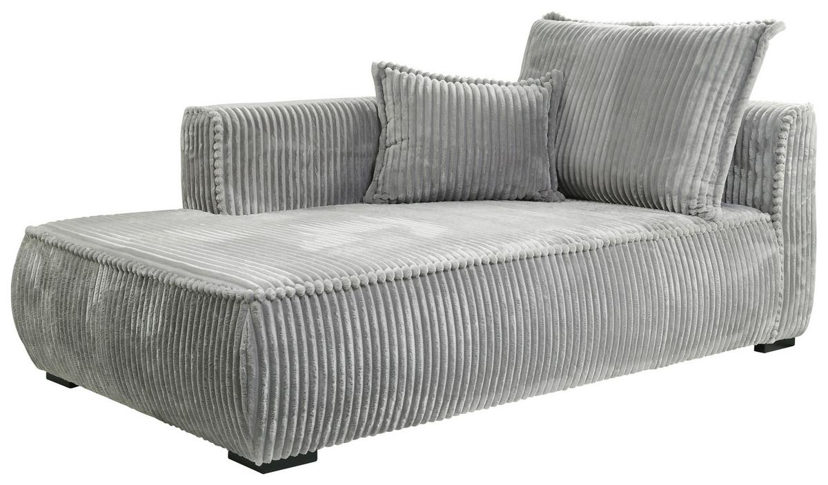 Recamiere Modena Links Hellgrau, B: 208 cm - Hellgrau/Schwarz, Design, Textil (207/75/121cm) - MID.YOU