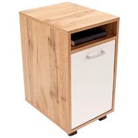 Rollcontainer Eiche/Weiß Laurenc 33x59,5x38 cm - Eichefarben/Weiß, MODERN, Kunststoff (33/59,5/38cm)