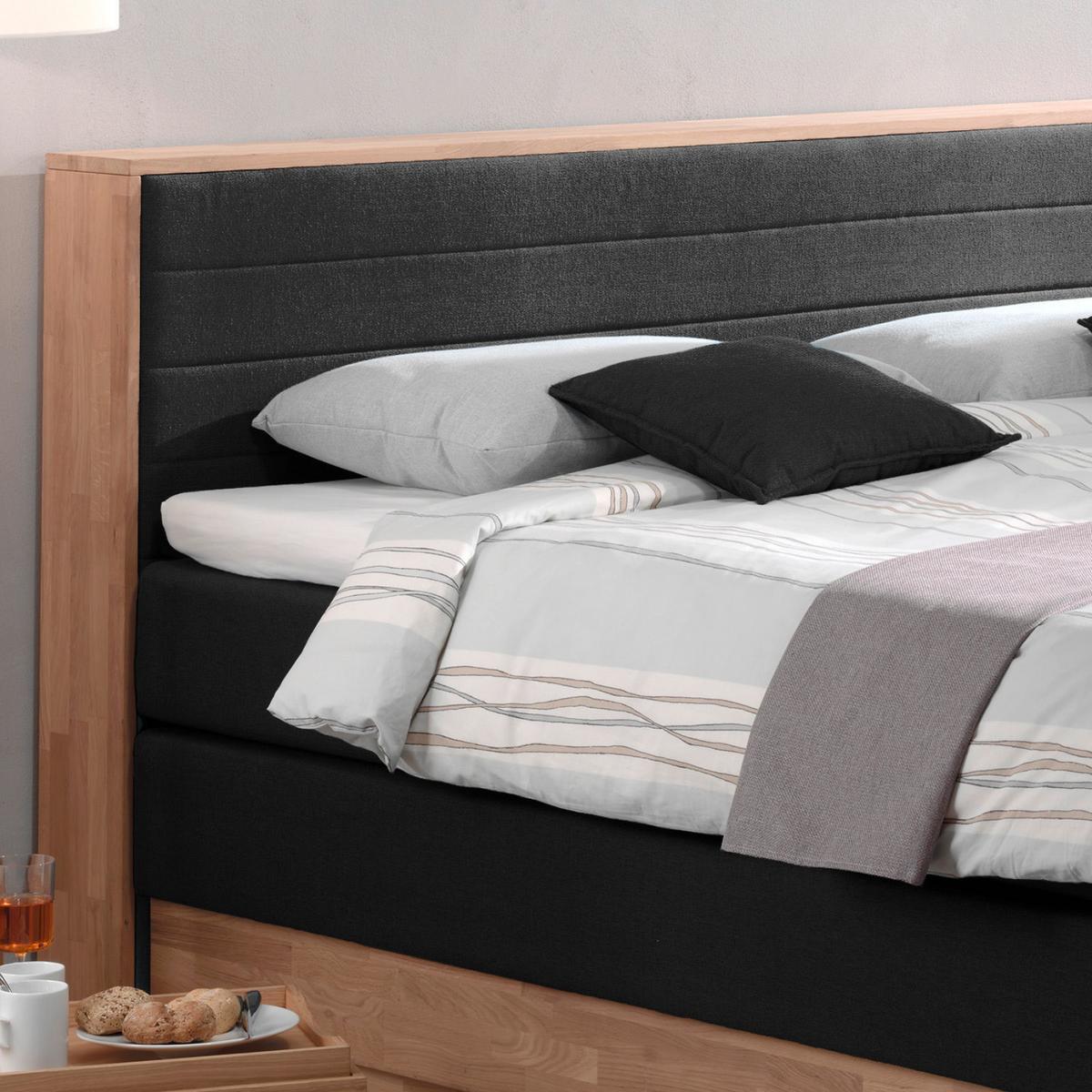 Boxspringbett Mit Topper & Bettkasten 160x200 Moneta - Eichefarben/Dunkelgrau, MODERN, Holz/Textil (160/200cm) - MID.YOU