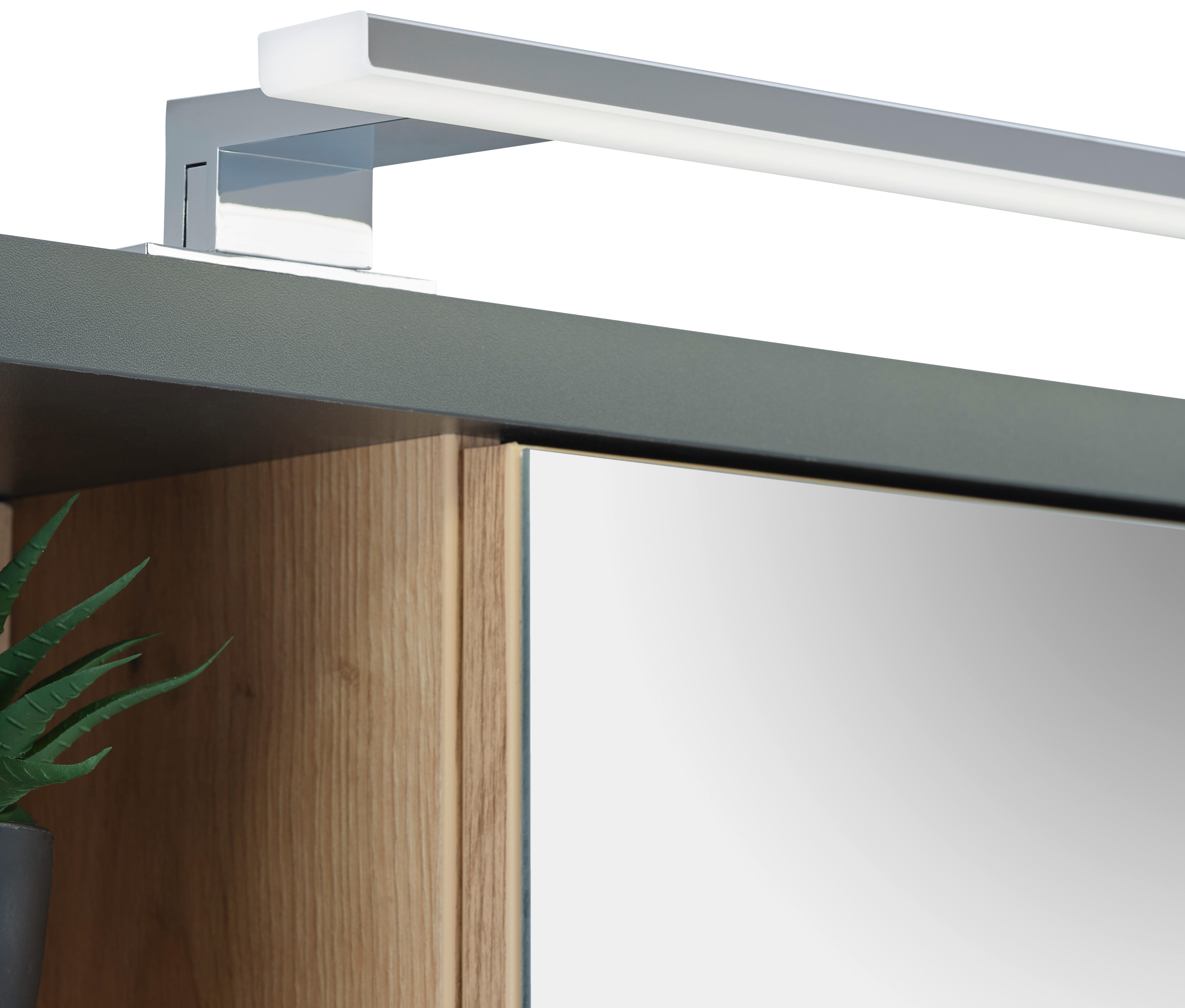 Spiegelschrahk Camillo B: 80 Cm Melamin Eichefarben - Anthrazit/Eiche Artisan, MODERN, Glas/Holzwerkstoff (80/74/20cm)