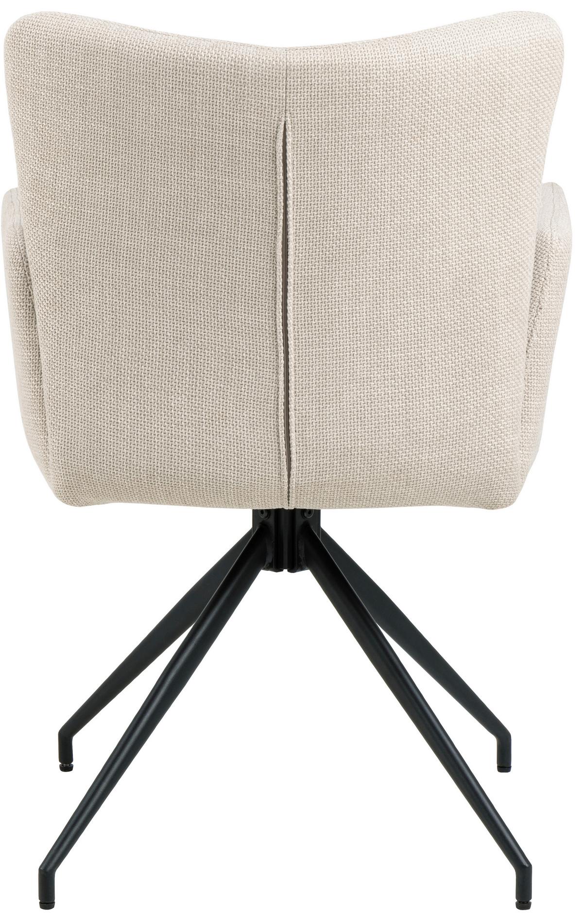 Armlehnstuhl Laura Beige Gepolstert - Beige/Schwarz, MODERN, Textil/Metall (57,5/86/61,5cm) - MID.YOU