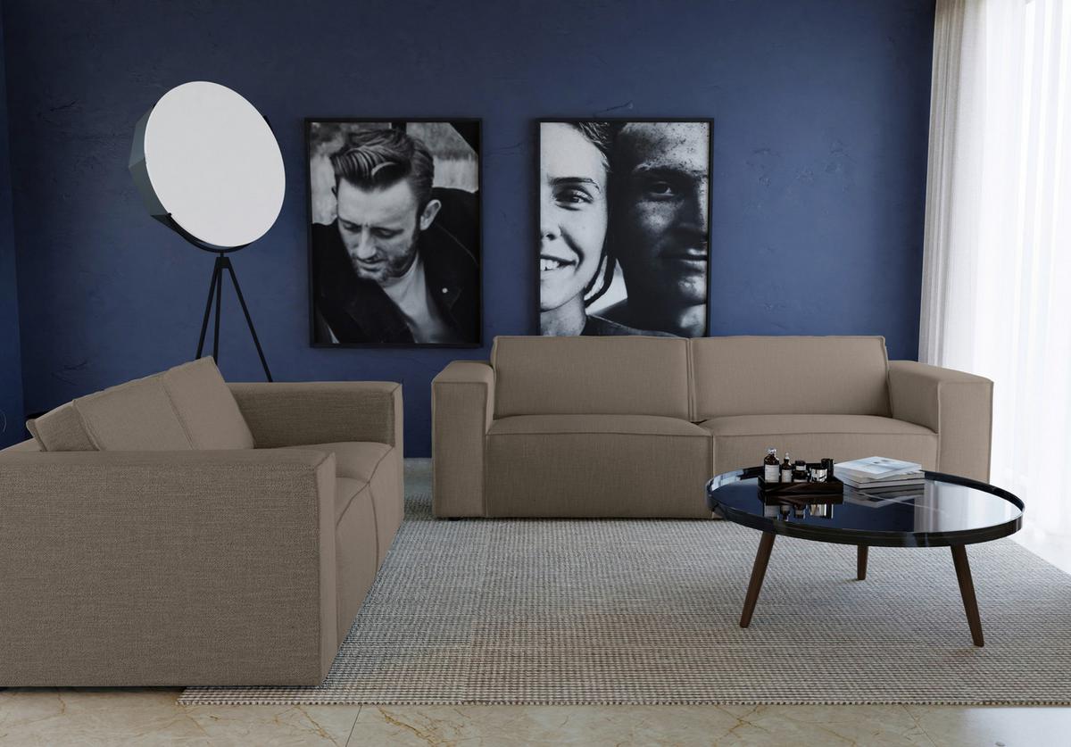 2-sitzer-sofa Dice Taupe/grau - Taupe/Schwarz, MODERN, Textil (185/80/102cm) - MID.YOU