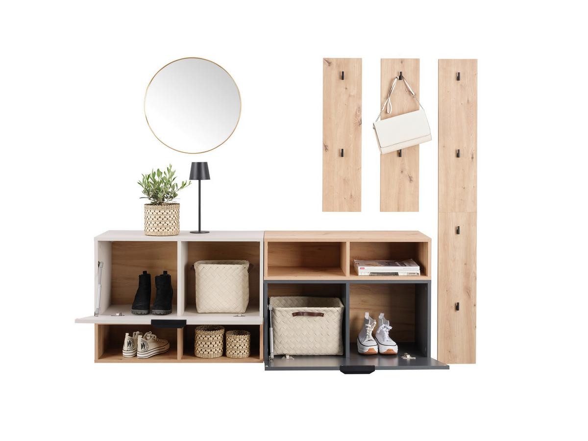 Garderobe Ciao 3-Teilig - Kaschmir/Eiche Artisan, MODERN, Holzwerkstoff (180/181/37,9cm)