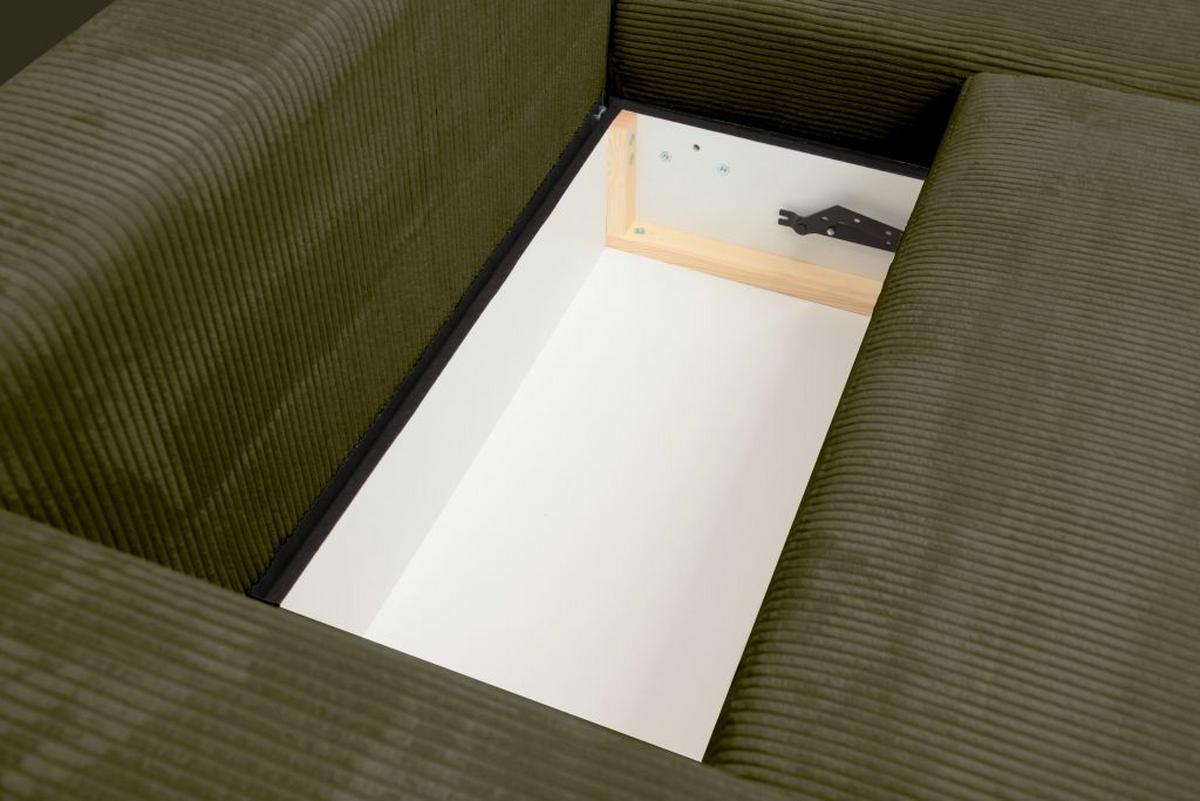 Rohová sedačka XELA, sezení boxspring, khaki manš. - černá/khaki, Moderní, textil (265/170cm)