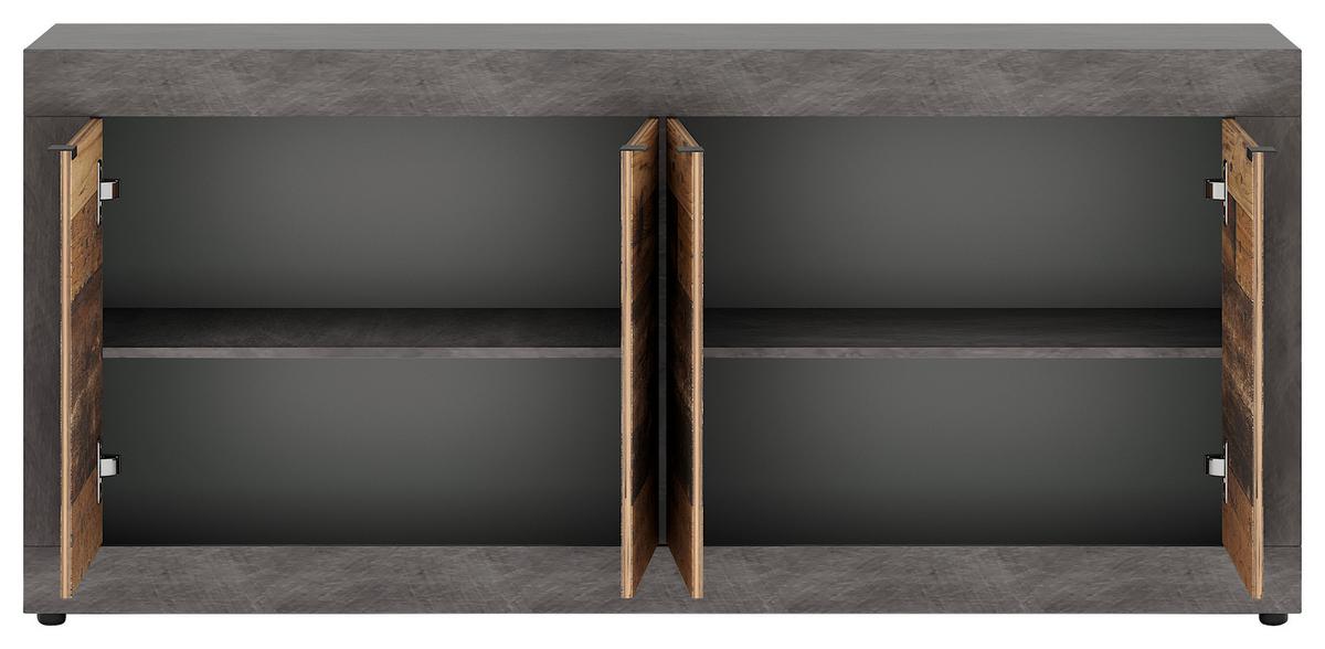 Sideboard 180cm Lunea Alteiche Hell Dekor - Alteiche/Schwarz, Design, Holzwerkstoff (180/86/42cm) - MID.YOU