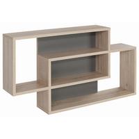 NÁSTĚNNÝ REGÁL DREAM DXR11 - šedá/barvy dubu, Moderní, kompozitní dřevo (90/48/16cm)