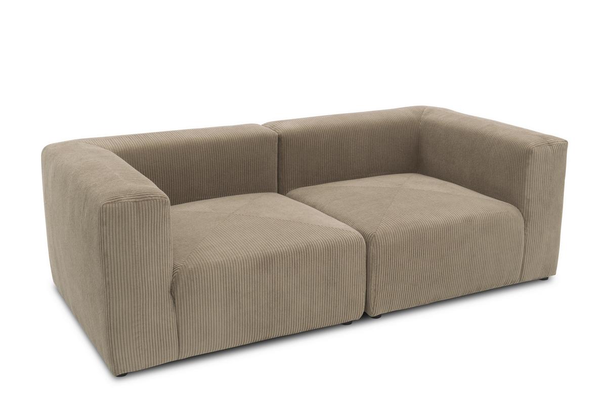 2-sitzer-sofa Schlammfarben B: 216 Cm - Schlammfarben/Schwarz, Design, Textil (216/69/108cm) - MID.YOU