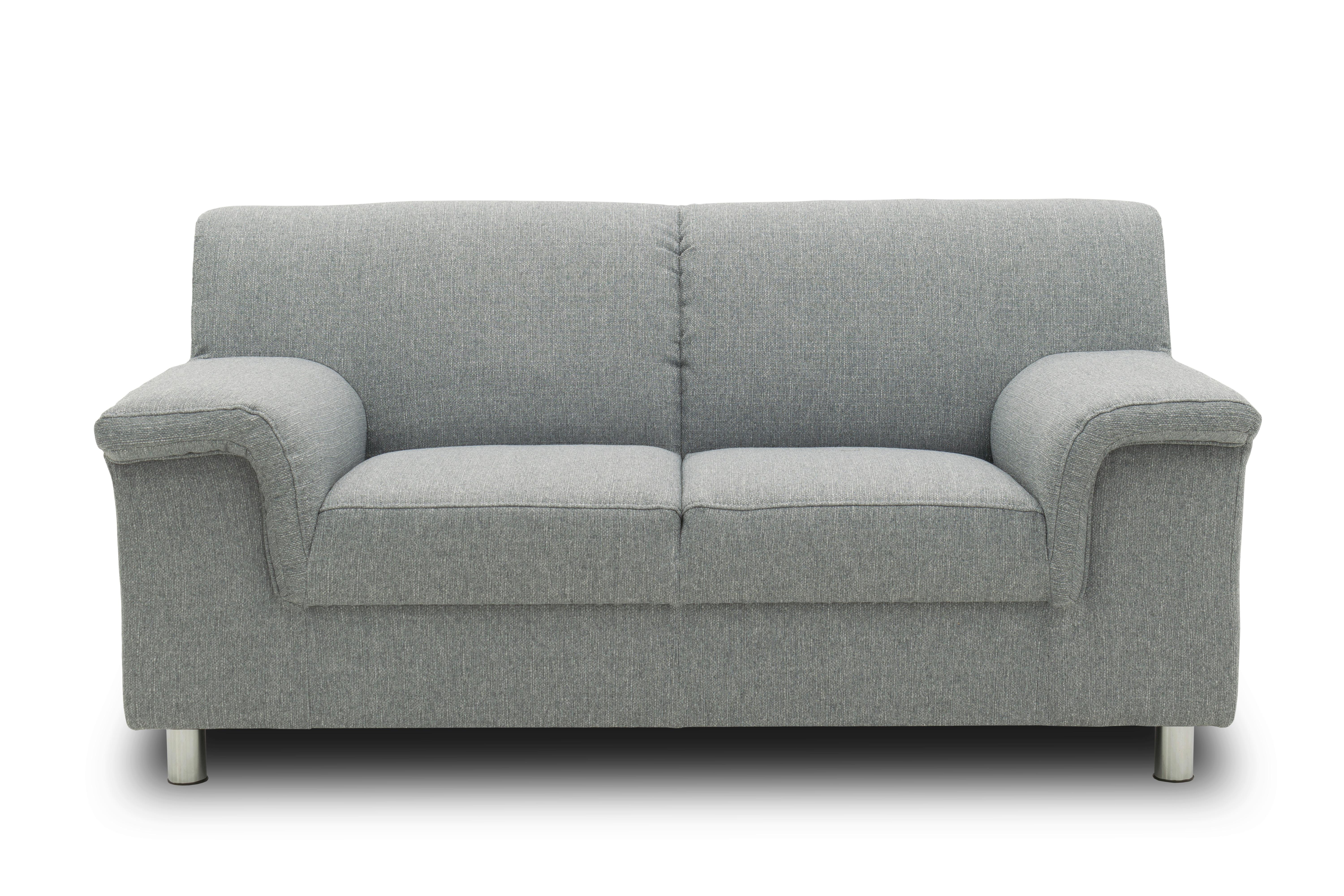 2-Sitzer-Sofa Jamie Rücken echt Silberfarben Webstoff - Chromfarben/Silberfarben, KONVENTIONELL, Textil (145/72/80cm) - MID.YOU