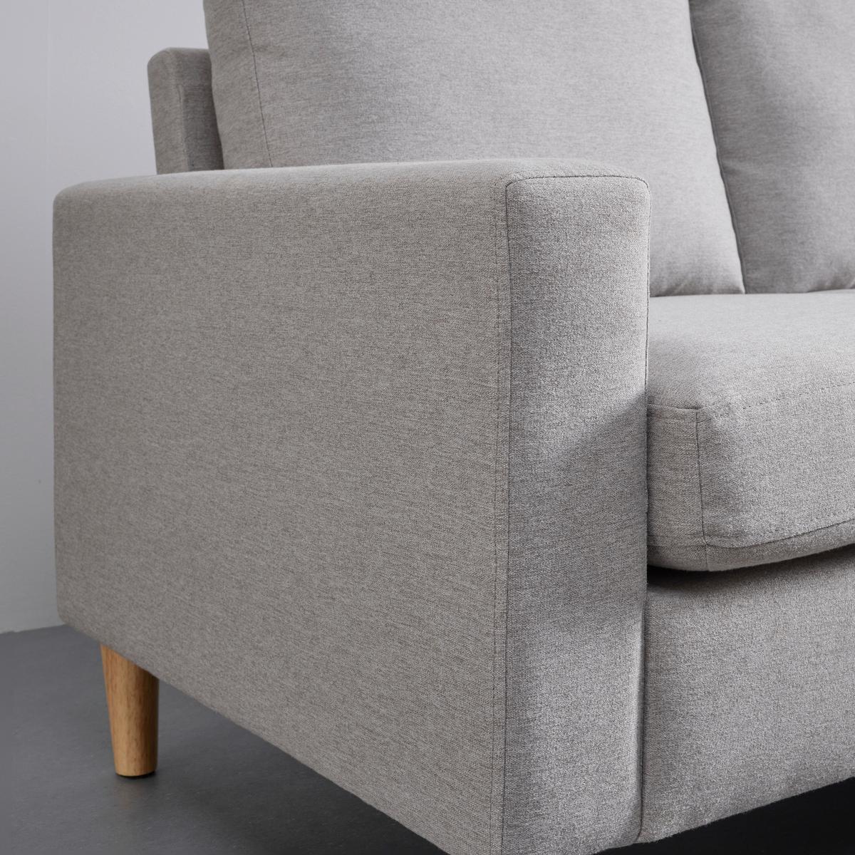 Šedá pohovka Noemie - světle šedá/přírodní barvy, Moderní, dřevo/textil (198/86/78-135cm) - Bessagi Home