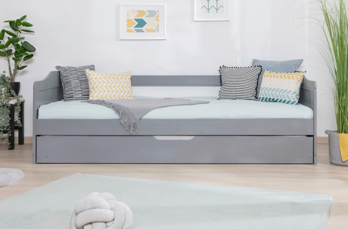 Ausziehbett 970460 Melinda - Hellgrau, MODERN, Holz (90/200cm) - MID.YOU