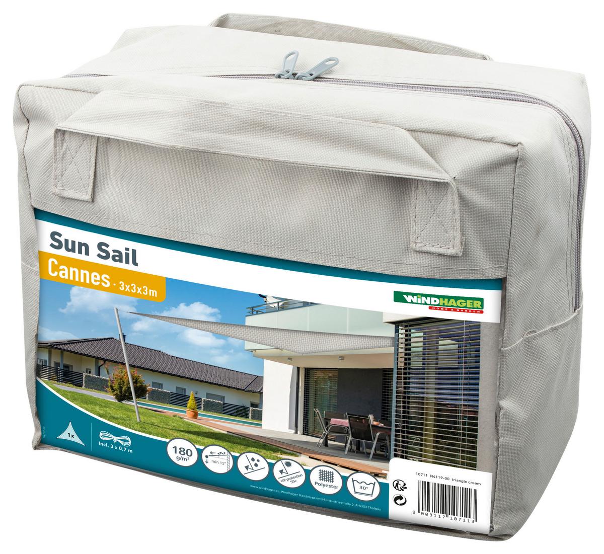 Sonnensegel Dreieckig 3x3x3 m - Creme, Basics, Kunststoff (300/300/300cm)