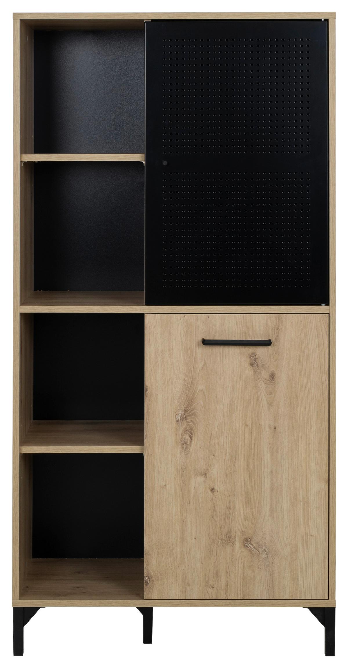 Highboard Craft Eiche Artisan/Schwarz,b: 78cm - Schwarz/Eiche Artisan, Basics, Holzwerkstoff/Metall (78/155/41cm) - Livetastic