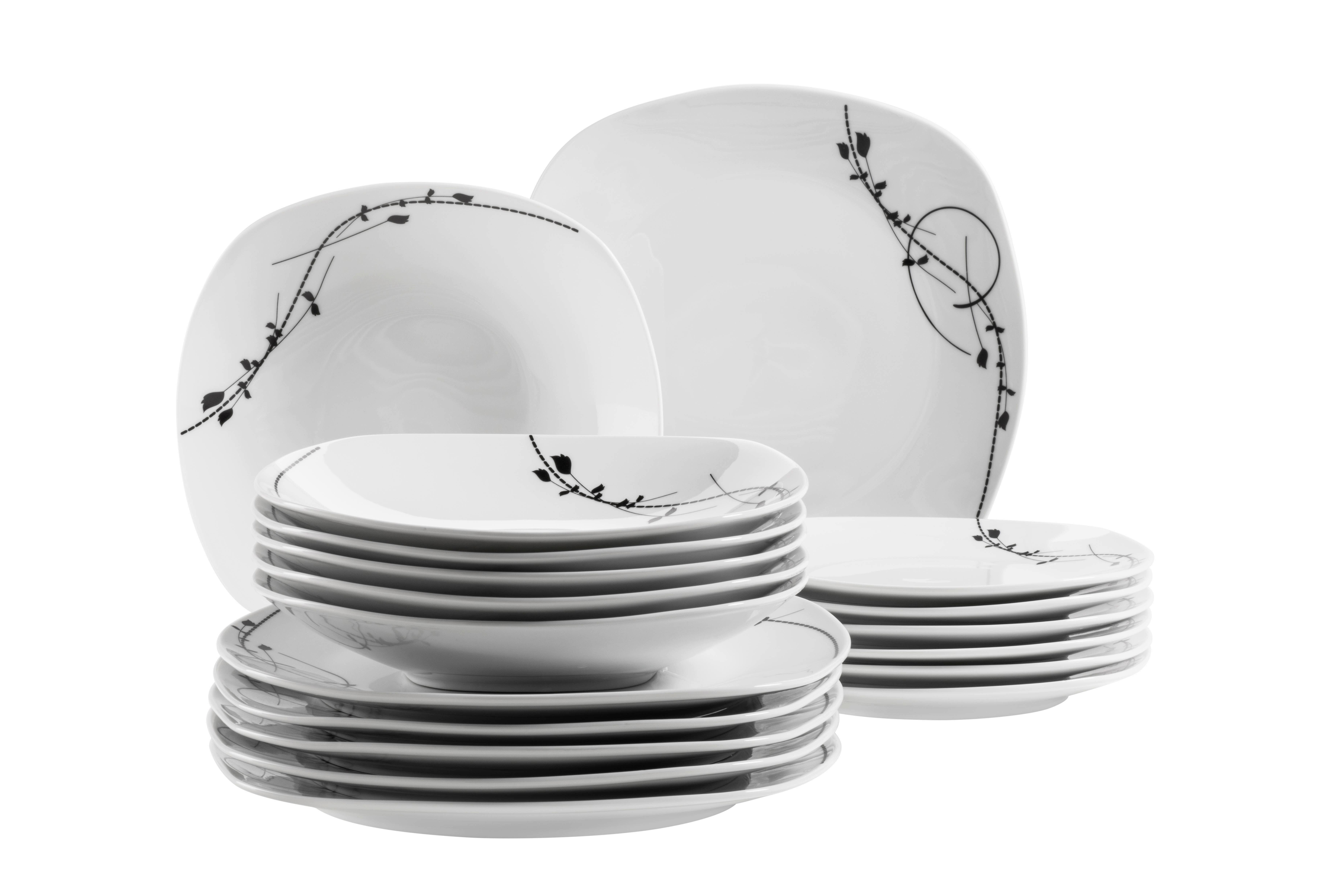 Tafelservice Londra 6 Personen Geschirr Set - Weiß, Basics, Keramik - Mäser