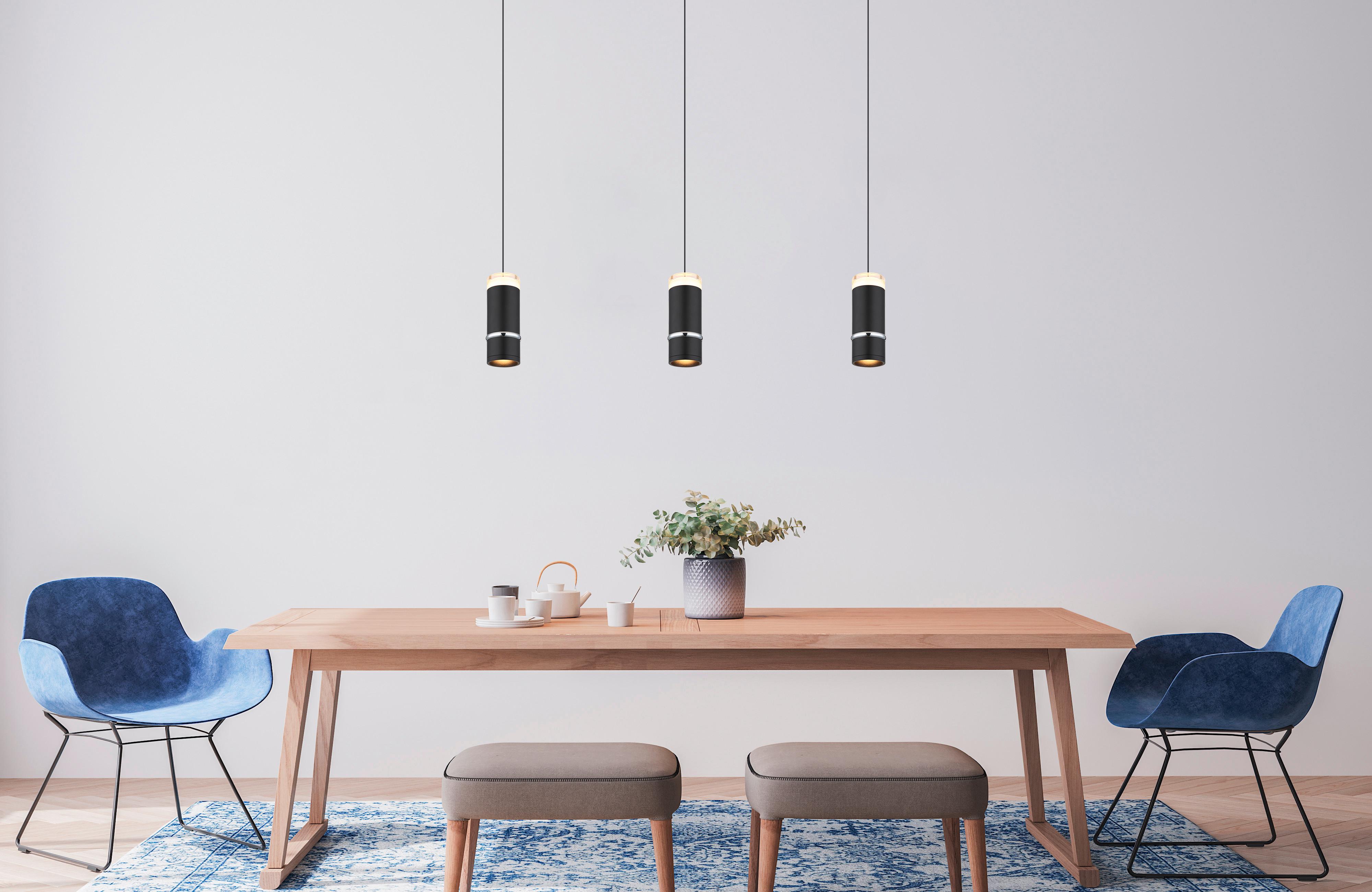 LED-Hängeleuchte Alvarado Schwarz L: 73 cm - Schwarz, Design, Kunststoff/Metall (73/6,5/180cm) - Globo