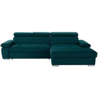 Ecksofa Perry - Dunkelgrün/Silberfarben, Design, Textil (292/183cm) - Livetastic