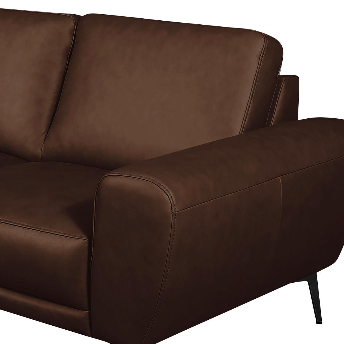 2-Sitzer-Sofa Spring D. Braun Schwarz B: 177 cm - Dunkelbraun/Schwarz, Design, Leder (177/85/92cm) - Livetastic