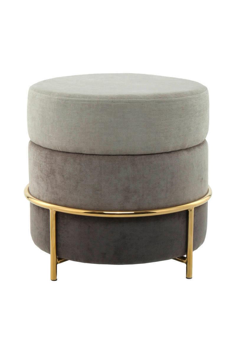 Pouf Struktur Grau DxH: 48,5x46 cm Rund - Goldfarben/Grau, Basics, Holzwerkstoff/Textil (48,5/46/48,5cm) - Kayoom