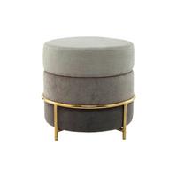 Pouf Struktur Grau DxH: 48,5x46 cm Rund - Goldfarben/Grau, Basics, Holzwerkstoff/Textil (48,5/46/48,5cm) - Kayoom