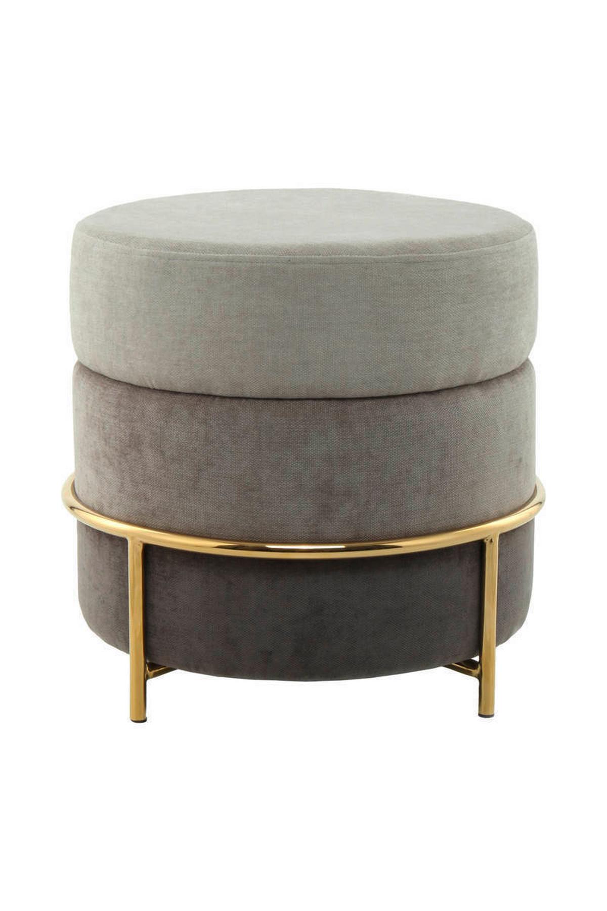 Pouf Struktur Grau DxH: 48,5x46 cm Rund - Goldfarben/Grau, Basics, Holzwerkstoff/Textil (48,5/46/48,5cm) - Kayoom