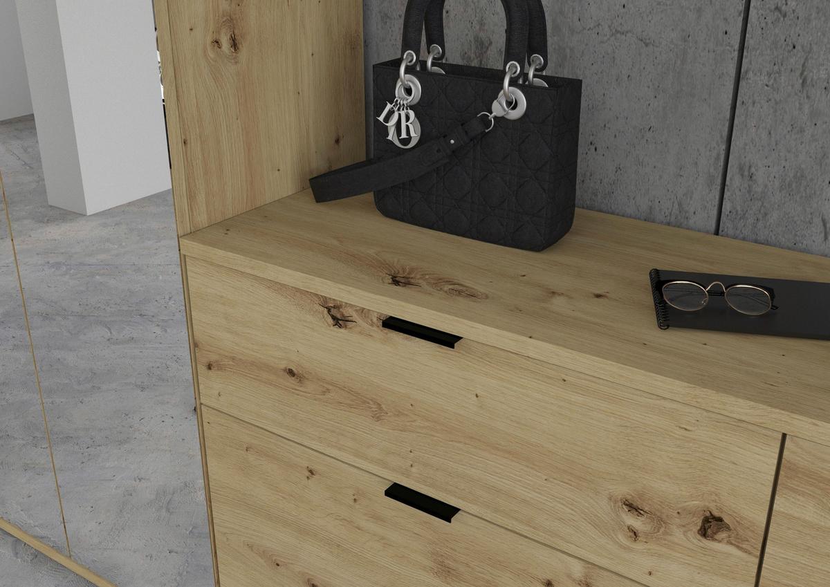 Garderobe Projekt X 4-Teilig Eiche Artisan B: 273 cm - KONVENTIONELL, Glas/Holzwerkstoff (273/193/34cm) - MID.YOU