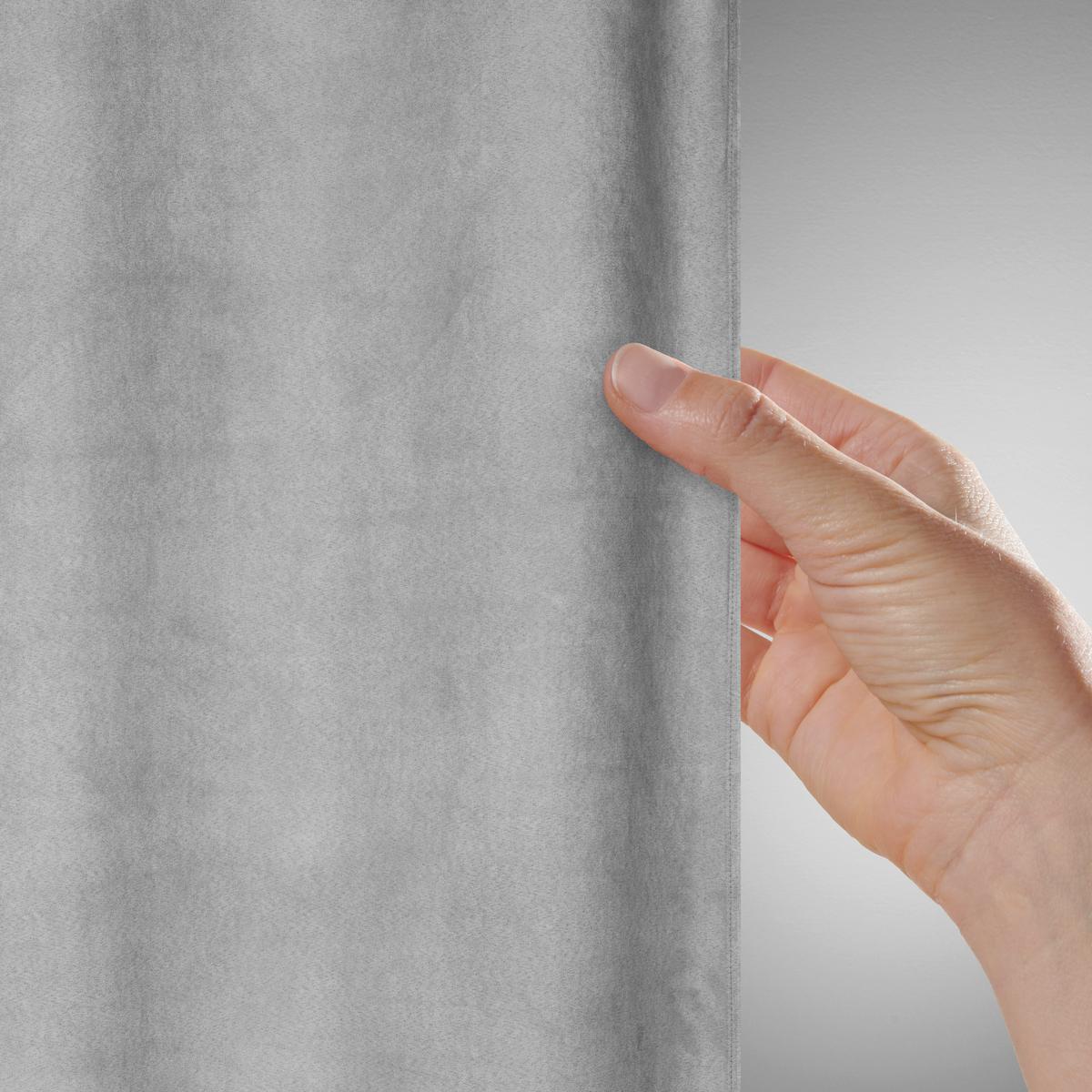ZÁVĚS S OČKY Velours, 140/245cm, šedá - šedá, Konvenční, textil (140/245cm) - Mömax
