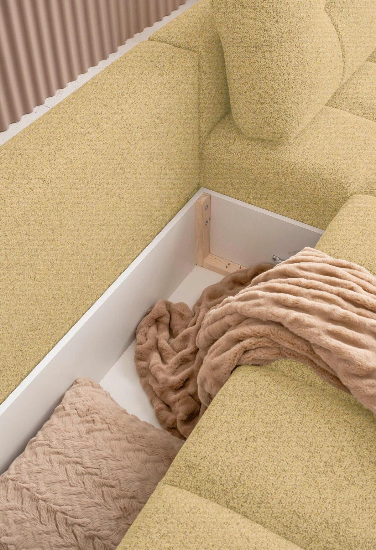 Ecksofa Lulu Gelb S: 338x184cm - Gelb/Schwarz, Design, Textil (338/184cm) - MID.YOU